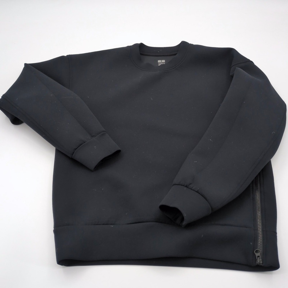 Uniqlo x‎ Theory Women's Small Black Ultra Stretch Dry Sweatshirt Side Zip Scuba